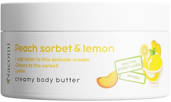 Масло для тела с ароматом персика и лимона - Nacomi Peach Sorbet And Lemon Creamy Body Butter  — фото N1