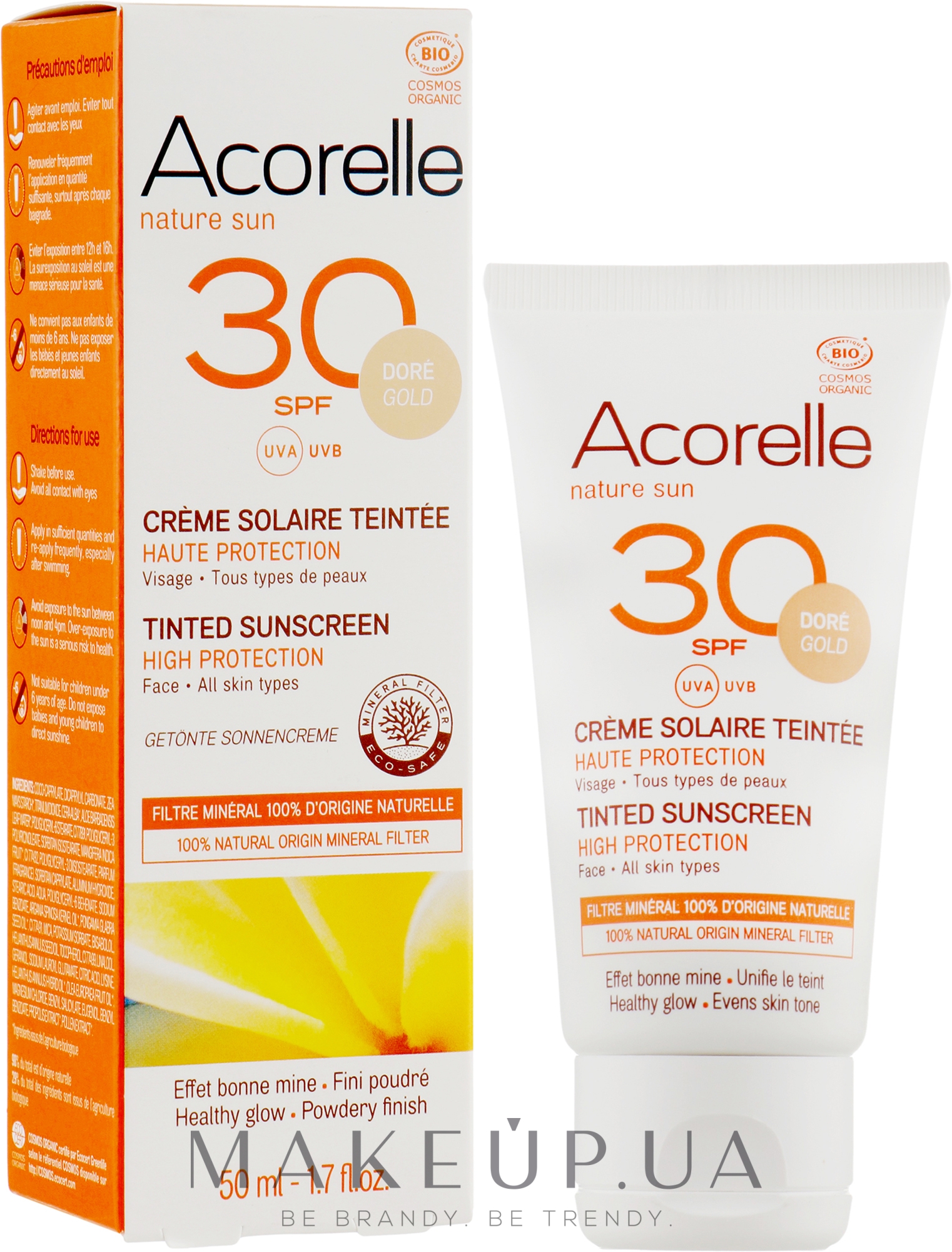 Солнцезащитный крем для лица с эффектом тонирования - Acorelle Nature Sun Cream SPF30 — фото 50ml