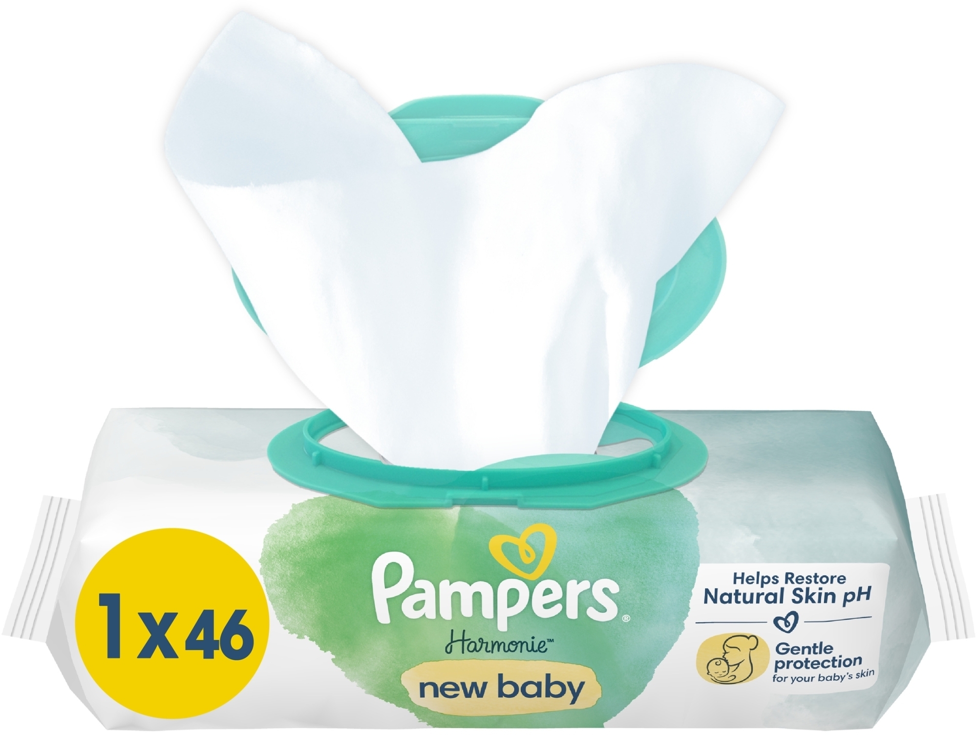 Дитячі вологі серветки, 46 шт. - Pampers New Baby Harmonie Body Wipes — фото 46шт