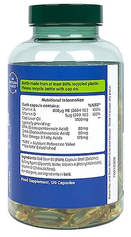 Харчова добавка "Олія печінки тріски", 1000 mg - Holland & Barrett Pure Cod Liver Oil — фото N2