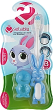 Детская зубная щетка с защитным чехлом "Кролик", синяя - Setablu Baby Soft Rabbit Toothbrush — фото N1