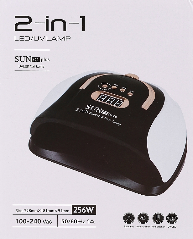 Светодиодная УФ-лампа для ногтей, черно-белая - SUN C4 Plus 256W UVLED Nail Lamp — фото N2