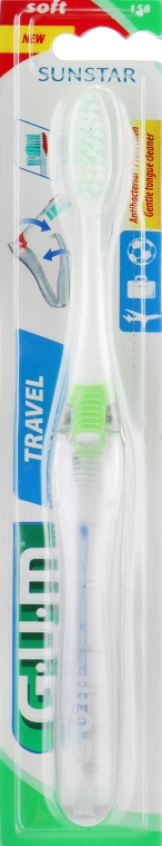 Зубна щітка "Travel", м'яка, салатова - G.U.M Soft Toothbrush — фото N1