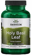 Харчова добавка "Листя святого базиліку", 800мг, 120 капсул - Swanson Full Spectrum Tulsi Holy Basil Leaf — фото N1