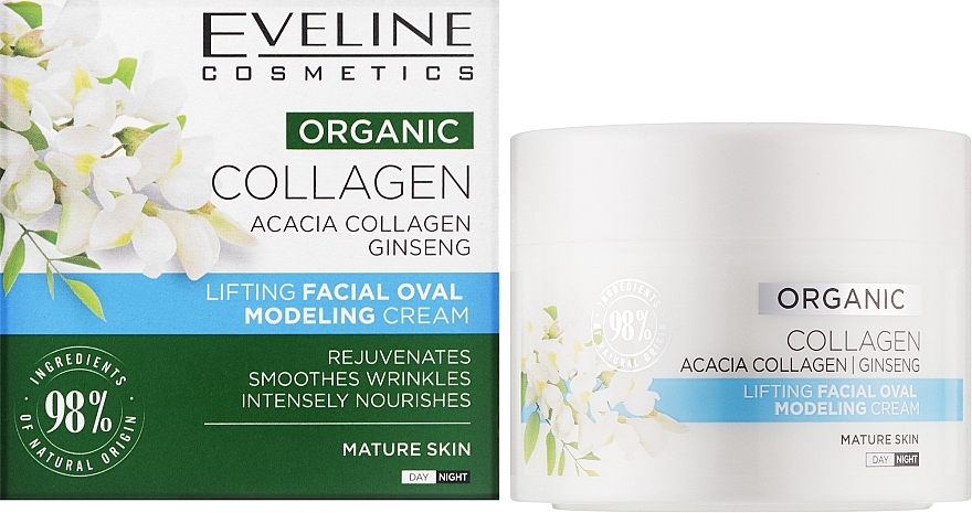 Ліфтинг-крем для моделювання овалу обличчя - Eveline Cosmetics Organic Collagen Lifting Cream — фото N2