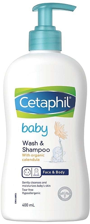 Детский гель для купания и шампунь - Cetaphil Baby Wash & Shampoo With Organic Calendula — фото N1