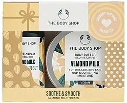 Духи, Парфюмерия, косметика Набор - The Body Shop Soothe & Smooth Almond Milk Treats (sh/cr/60ml + b/butter/50ml)