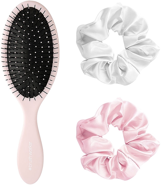 Набір для волосся - Brushworks Detangling Brush & Satin Scrunchies (hairbands/2pcs + h/brush) — фото N2