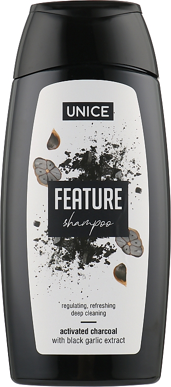 Шампунь для волос с активированным углем и черным чесноком - Unice Feature Shampoo Activated Charcoal
