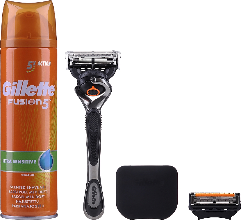 Набор - Gillette Sharp (gel/200ml + razor + blade/1pcs + bag + case) — фото N3