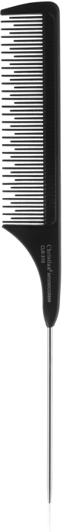 Гребешок карбоновый антистатичный с металлическим хвостиком мелкозубый разноуровневый, CLR-310 - Christian — фото N1
