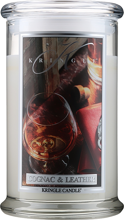 Ароматическая свеча в стакане - Kringle Candle Cognac & Leather — фото N2