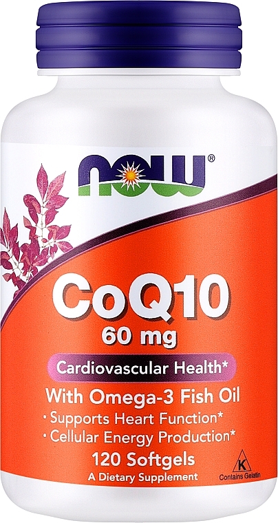 Коензим Q10, 60 мг, 120 гелевих капсул - Now Foods CoQ10 With Omega-3 — фото N1