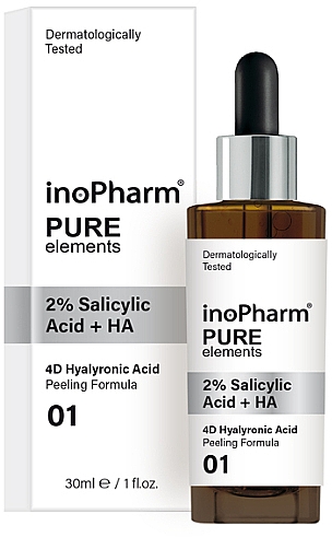 Пілінг очищувальний для обличчя з 2 % саліциловою та гіалуроновою кислотоюми                   - InoPharm Pure Elements 2% Salicylic Acid + HA Peeling — фото N1