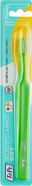 Зубная щетка Select Compact Soft, мягкая, зеленая - TePe Comfort Toothbrush — фото N1