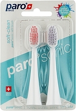 Парфумерія, косметика Змінні щітки для звукової зубної щітки, рожева + бузкова - Paro Swiss Sonic Soft-Clean