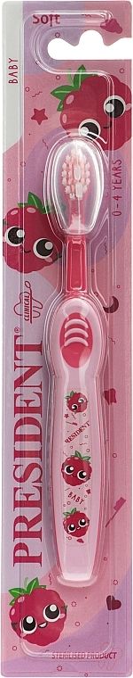 Детская зубная щетка "Baby", розово-малиновая - PresiDENT Baby Soft — фото N1