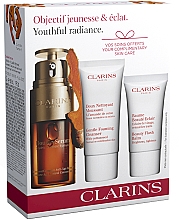 Духи, Парфюмерия, косметика Набор - Clarins Double Serum Youthful Radiance Gift Set (serum/30ml + cl/foam/30ml + f/balm/15ml)