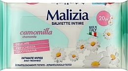 Влажные салфетки для интимной гигиены "Ромашка", 20 шт. - Malizia Intimate Wipes Camomile — фото N1