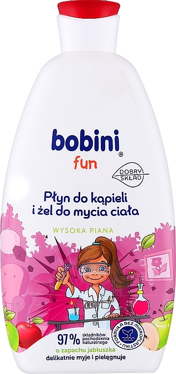 Гель-піна для ванни з ароматом яблук - Bobini Fun Bubble Bath & Body High Foam Apple — фото N1