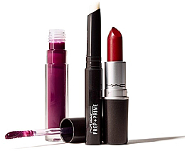 Духи, Парфюмерия, косметика Набор - MAC Stars Of The Party Kit Bold (lipstick/3g + lip/primer/1.7g + lipglass/3.1g)