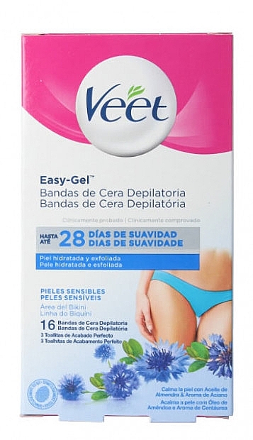Восковые полоски для чувствительной кожи зоны бикини - Veet Bikini Hair Removal Strips Sensitive Skin — фото N1