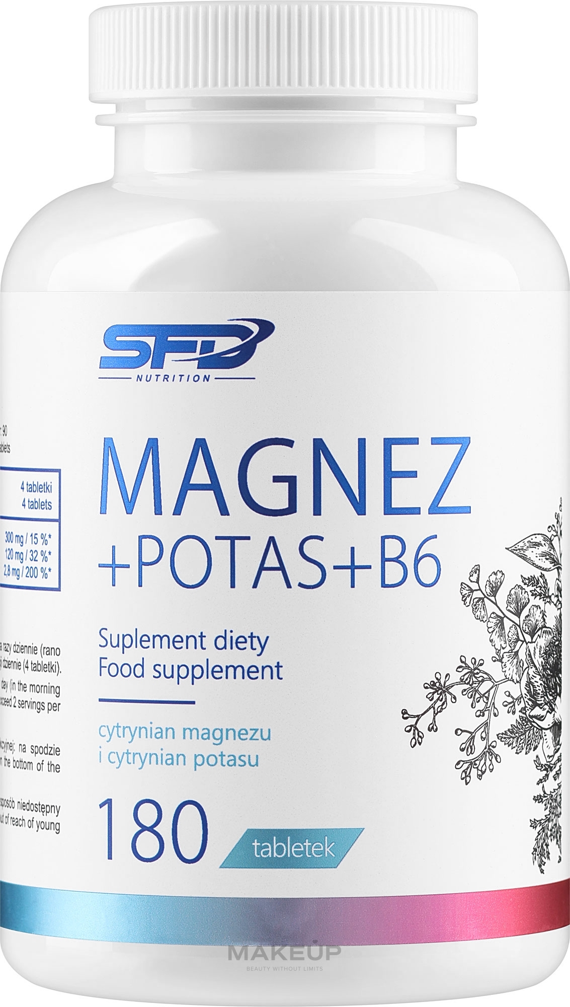 Харчова добавка "Магній + Калій + B6" - SFD Nutrition Magnez + Potas + B6 — фото 180шт
