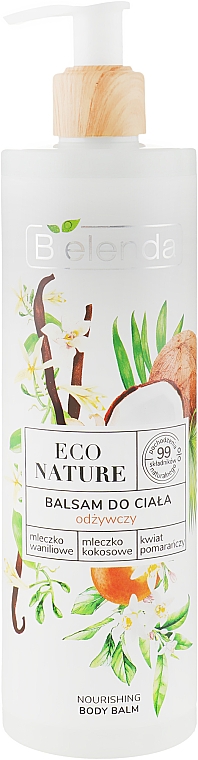 Живильний бальзам для тіла - Bielenda Eco Nature Vanilla milk, Coconut milk, Orange blossom