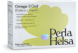 Омега-3 з тріски, з вітамінами А й Д3, 120 капсул - Perla Helsa Omega-3 Cod Wellness Complex Dietary Supplement — фото N1