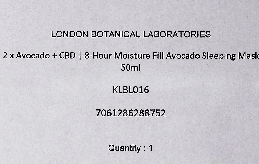 Набір - London Botanical Laboratories Avocado+CBD 8-Hour Moisture Fill Avocado Sleeping Mask (mask/50ml + mask/50ml) — фото N3