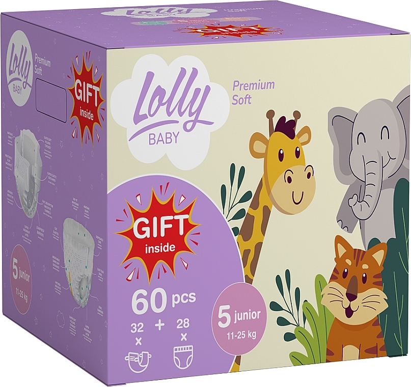 Набір акційний - Lolly Premium Soft Підгузки 5 (32 шт) + трусики 5 (28 шт) + подарунок  — фото N1