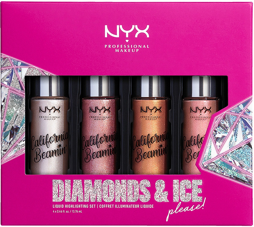 Набор - NYX Professional Makeup Diamonds & Ice, Please Shimmer Body Oil (shimmer/4x13,76ml) — фото N1