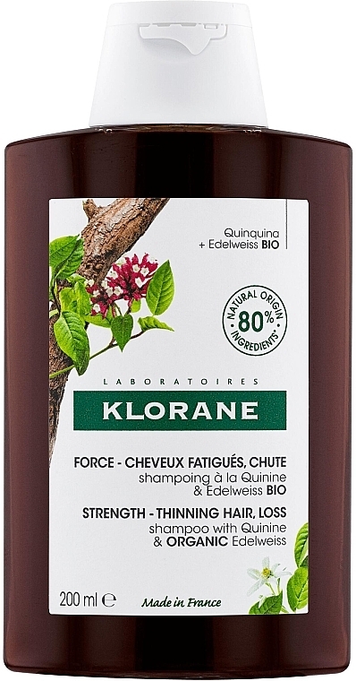 УЦЕНКА Шампунь с эдельвейсом от выпадения волос - Klorane Force Tired Hair & Hair Loss Shampoo with Organic Quinine and Edelweiss * — фото N1