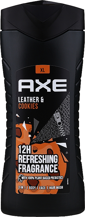Шампунь-гель для душа 3в1 - Axe Leather & Cookies 3in1 Body Hair Face Wash — фото N1