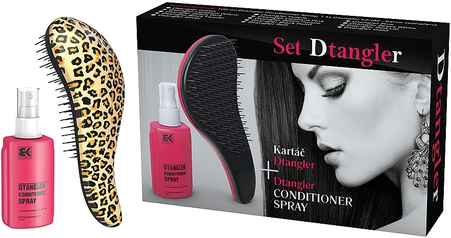 Набір - Brazil Keratin Dtangler Leopard Set (hair/spay/100ml + brush/1pc) — фото N1