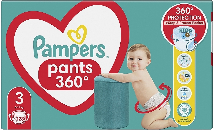 Подгузники-трусики Pants, размер 3 (Midi) 6-11 кг, 128 шт. - Pampers — фото N2