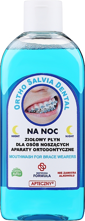 Ортодонтический ополаскиватель для полости рта "Ночь" - Atos Ortho Salvia Dental Fluor Night Mouthwash — фото N1