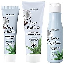 Духи, Парфюмерия, косметика Набор - Oriflame Love Nature Aloe Vera & Coconut Water (eye/cr/15ml + f/w/cr/125ml + f/toner/150 ml)