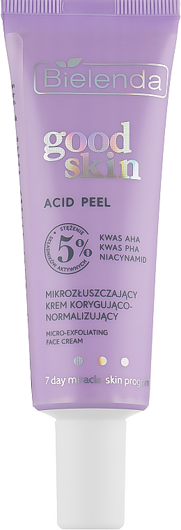 Коригувальний і нормалізувальний мікровідлущувальний крем для обличчя - Bielenda Good Skin Acid Peel Micro-Exfoliating Face Cream
