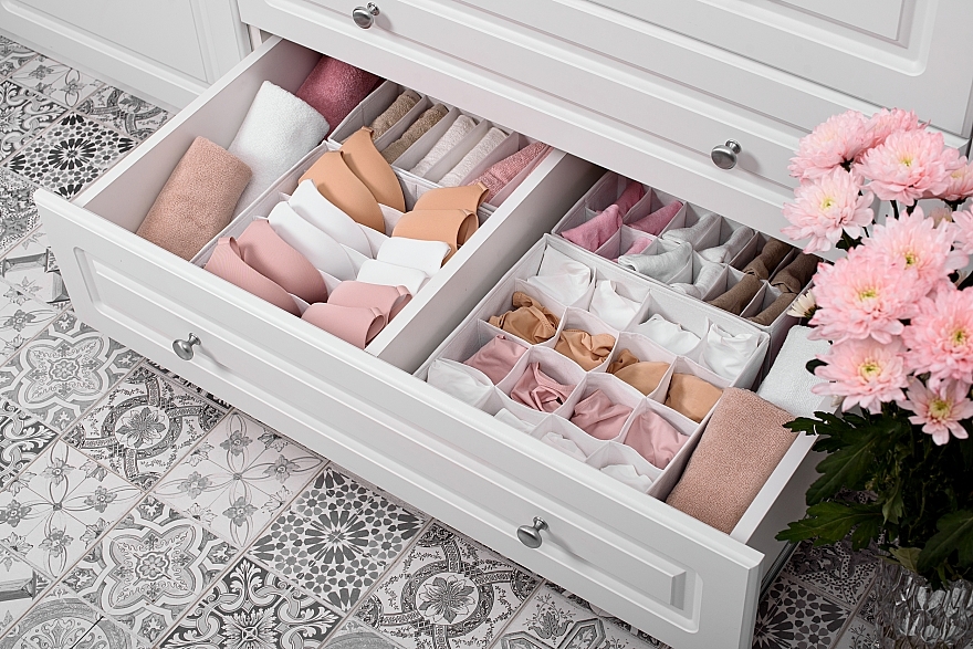 Органайзер для зберігання з 12 комірками, білий 30х15х10 см "Home" - MAKEUP Drawer Underwear Organizer White — фото N3