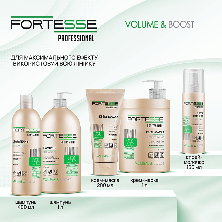 Крем-маска для волосся - Fortesse Professional Volume & Boost Cream-Mask — фото N10