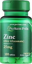 Дієтична добавка "Цинк", 25 mg - Puritan's Pride Zinc Gluconate — фото N1