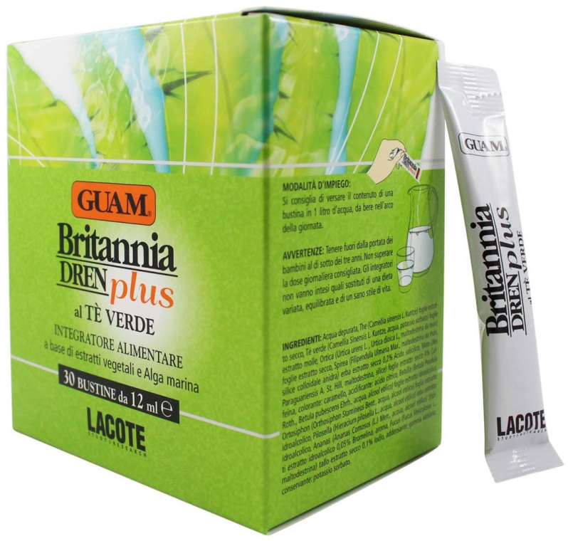 Пищевая добавка с дренажным эффектом со вкусом зеленого чая "Britannia Dren Plus" - Guam  — фото N2