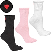 Женские длинные носки, 1 пара, черные с сердечком - Moraj — фото N1