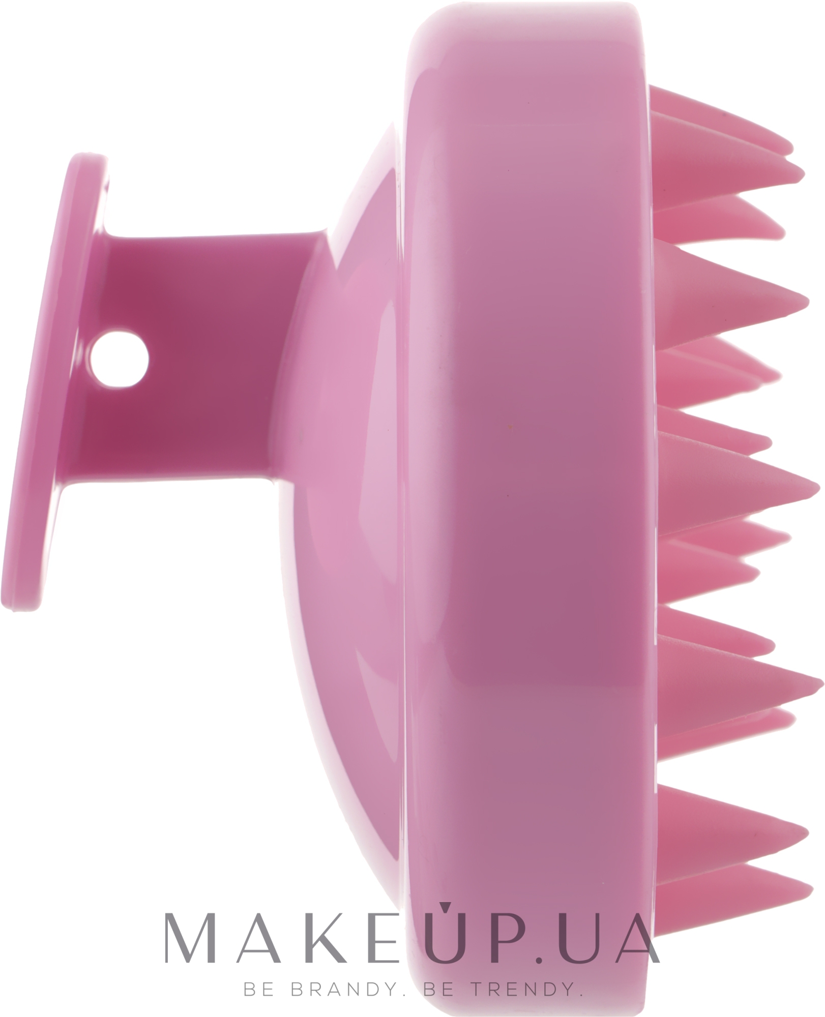 Щітка-масажер силіконова з ручкою CS041MR, кругла матова, рожева