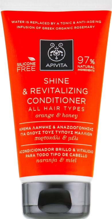 Кондиціонер з апельсином і медом для відновлення блиску і сили всіх типів волосся  - Apivita Shine And Revitalizing Conditioner For All Hair Types With Orange & Honey