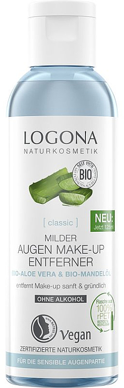 Средство для снятия макияжа с глаз с органическим алоэ вера и миндальным маслом - Logona Classic Mild Eye Make-up Remover Organic Aloe Vera & Almond Oil — фото N1