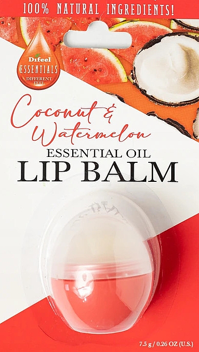 Бальзам для губ "Кокос і кавун" - Difeel Essentials Coconut & Watermelon Lip Balm — фото N1