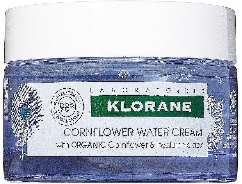 Крем для лица с экстрактом василька и гиалуроновой кислотой - Klorane Cornflower Water Cream — фото N1