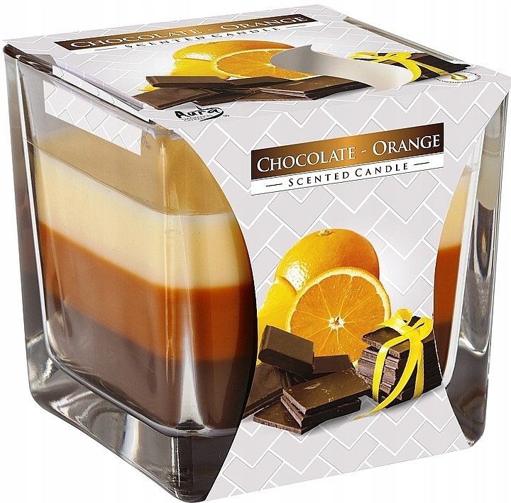 Ароматична тришарова свічка у склянці "Шоколад та апельсин" - Bispol Scented Candle Chocolate & Orange — фото N1